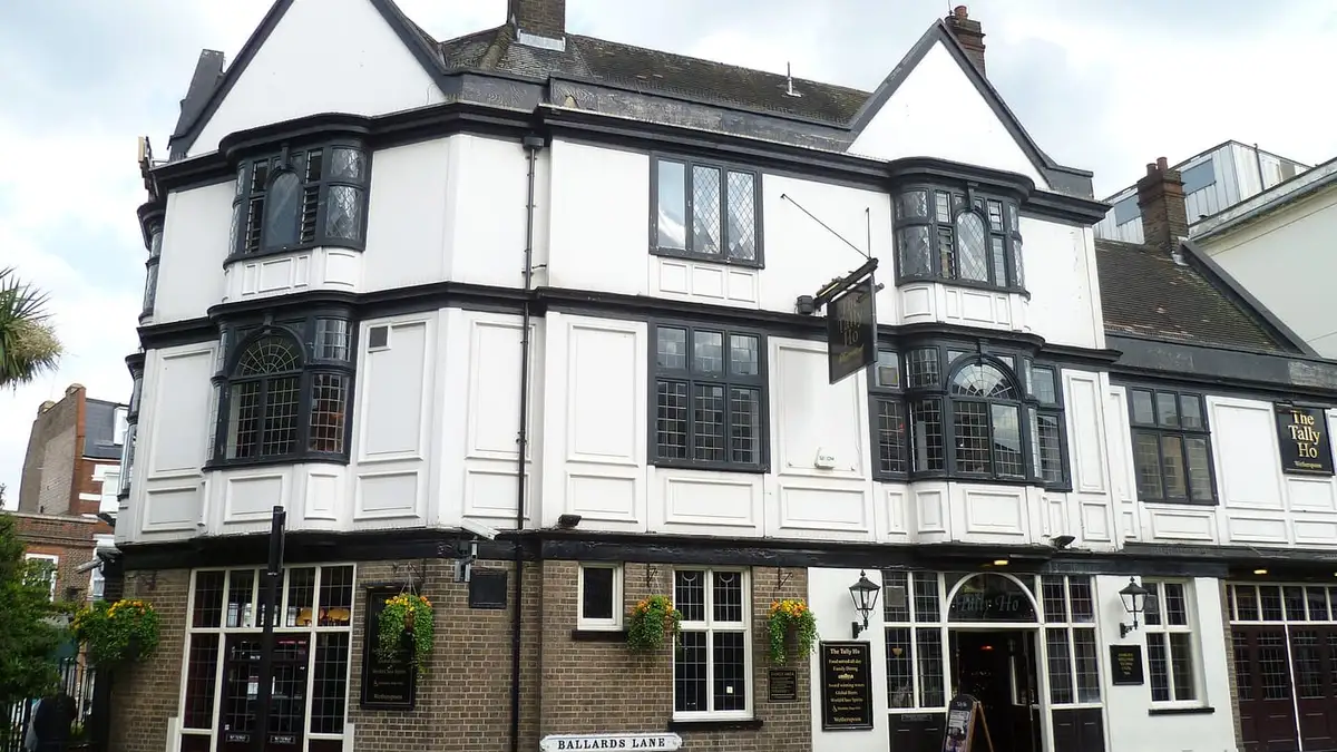 The mock-Tudor Tally Ho pub on Ballards Lane, North Finchley