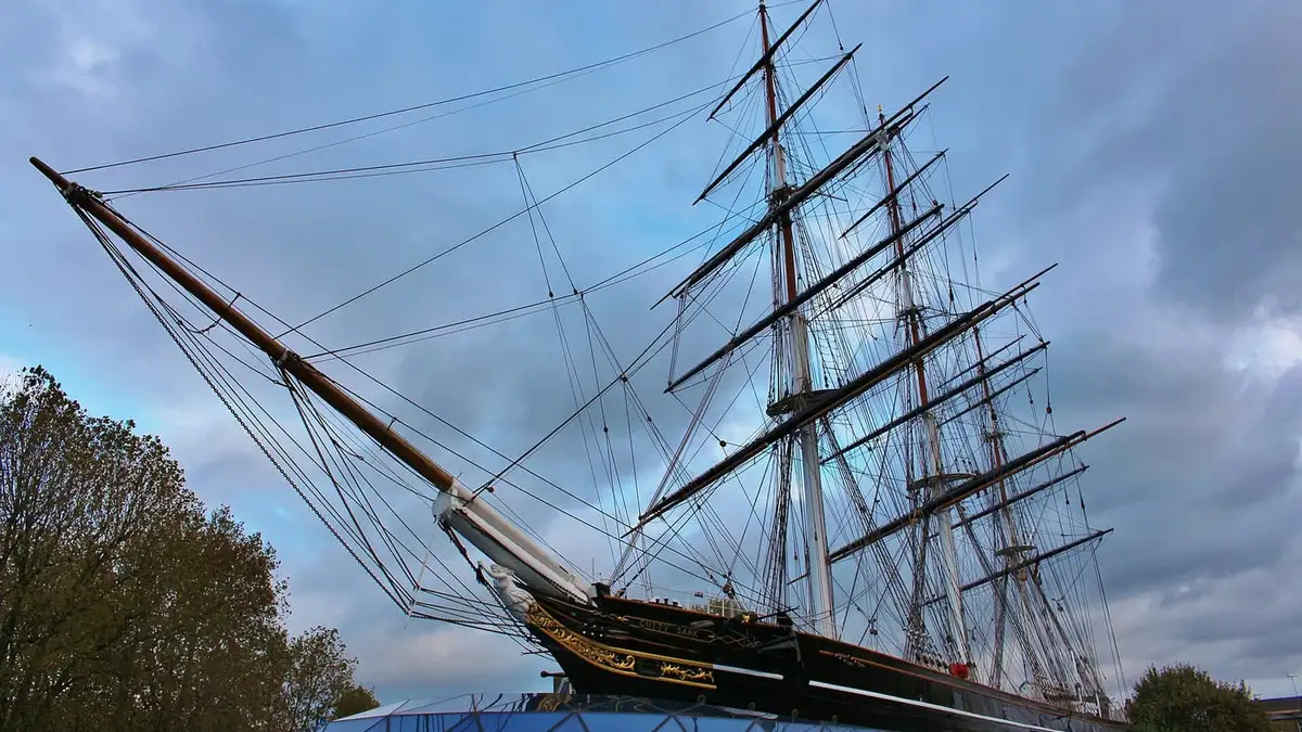 The Cutty Sark clipper ship in dry dock, Greenwich