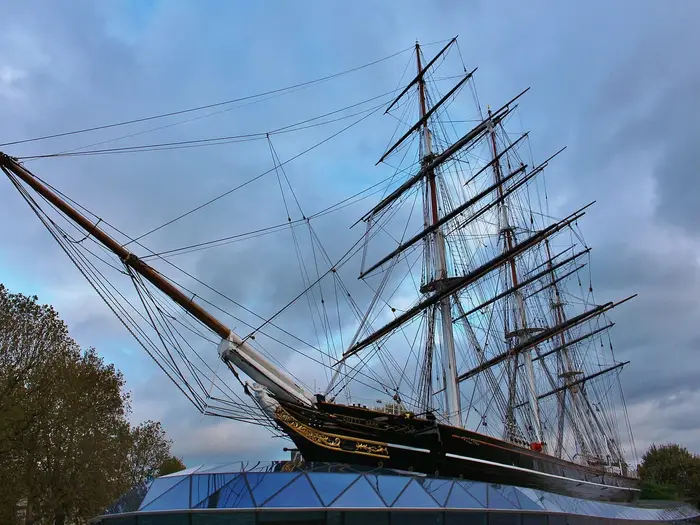 The Cutty Sark clipper ship in dry dock, Greenwich