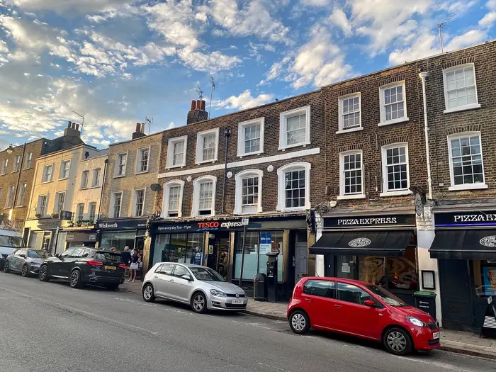 Georgian shops and houses on Highgate High Street, Highgate village