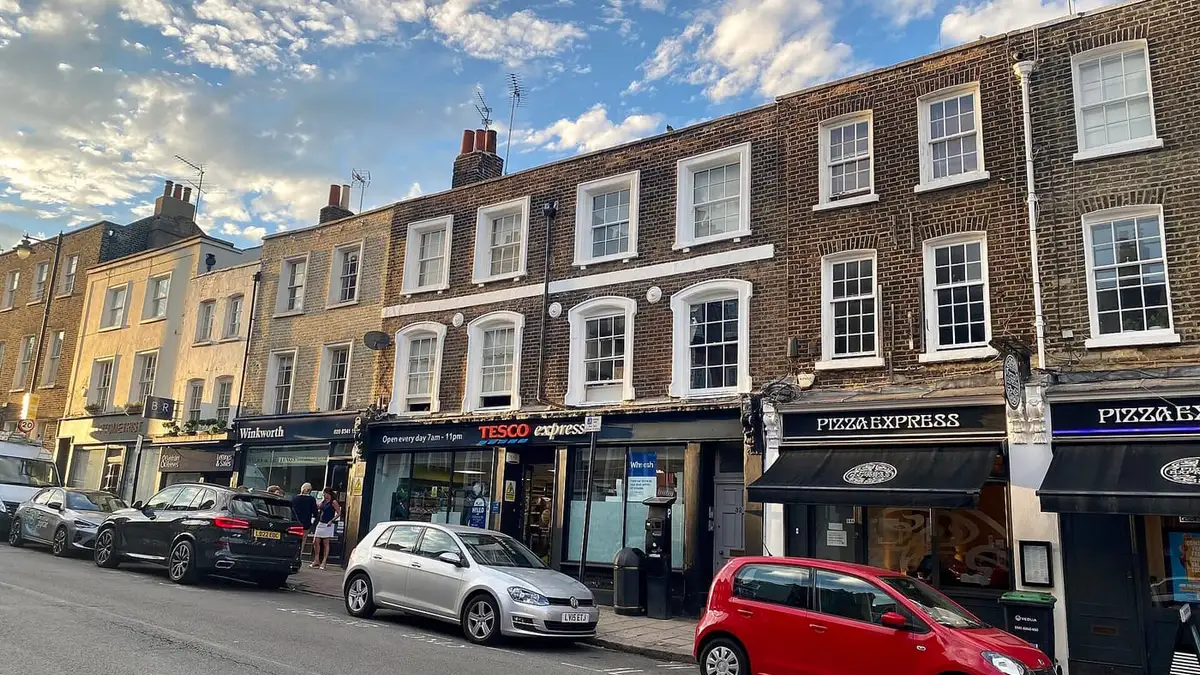 Georgian shops and houses on Highgate High Street, Highgate village