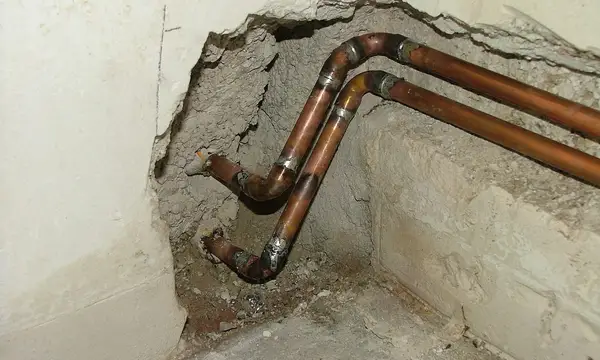 Neatly soldered copper pipework and fittings