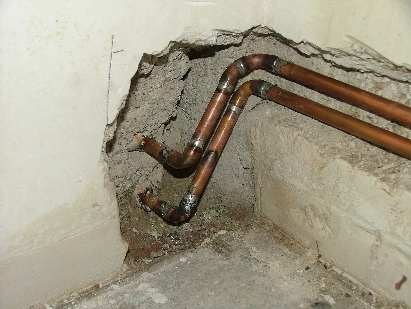 Neatly soldered copper pipework and fittings