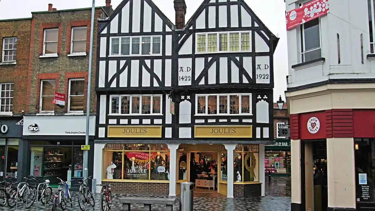 A timber-framed shop front in Kingston upon Thames town centre