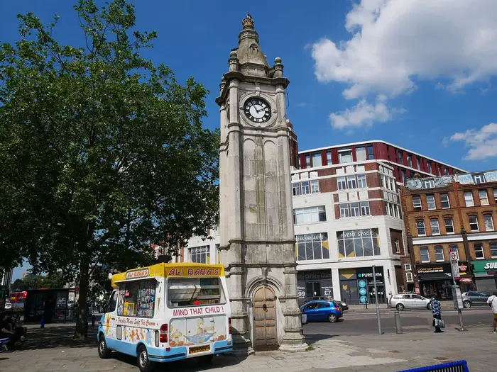 Lewisham Clock Tower in the town centre, Lewisham High Street