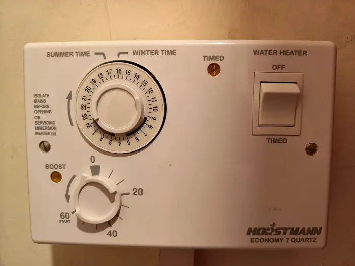 The timer and boost controls for a domestic immersion heater