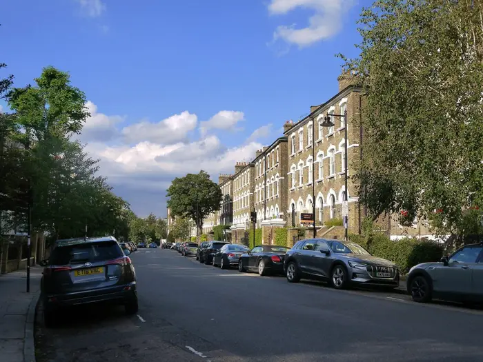 Victorian villas lining Highbury Hill, Highbury, north London