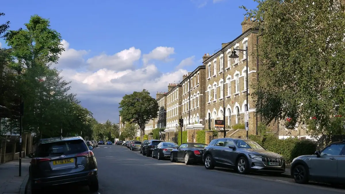 Victorian villas lining Highbury Hill, Highbury, north London