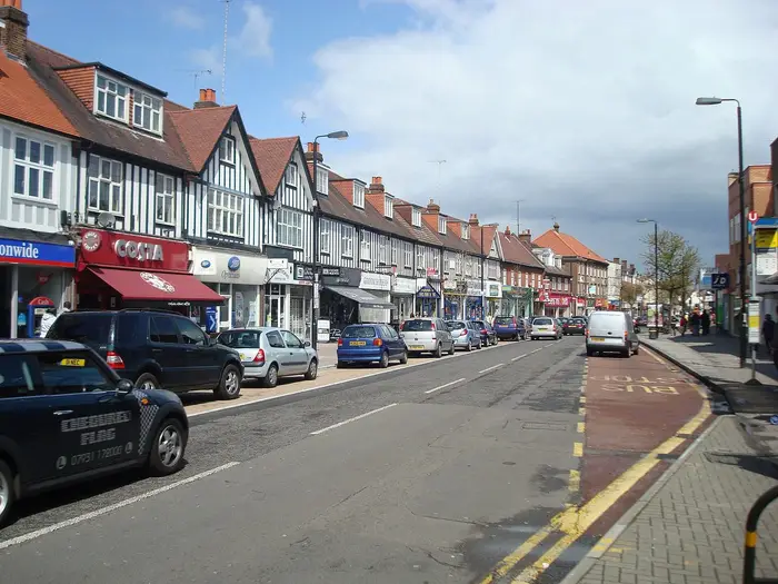 Mock-Tudor shopping parades along Orpington High Street