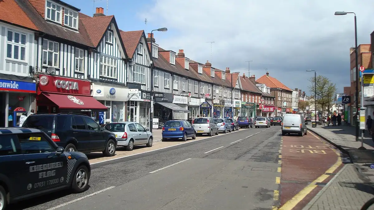 Mock-Tudor shopping parades along Orpington High Street