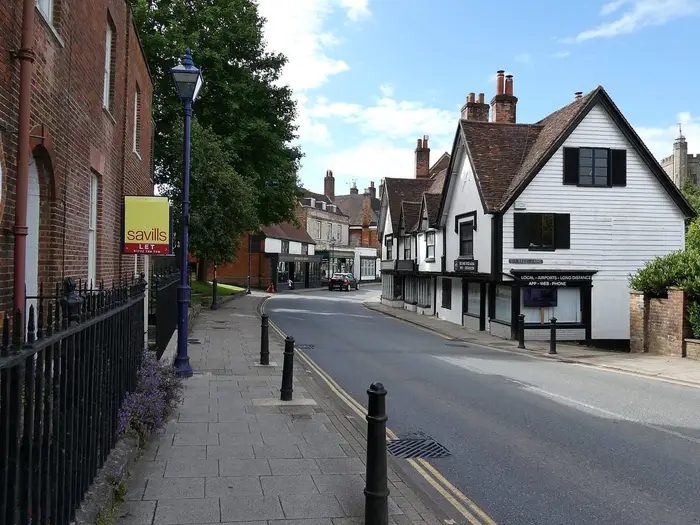 Old weatherboarded and timber-framed buildings on Sevenoaks High Street