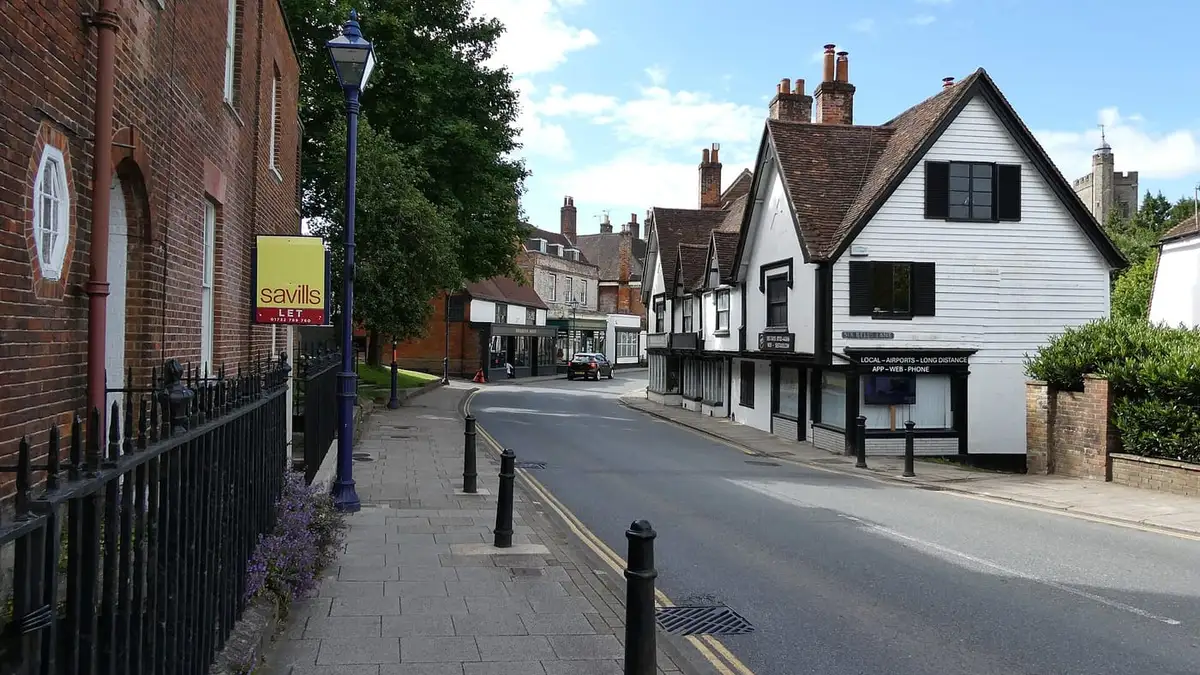 Old weatherboarded and timber-framed buildings on Sevenoaks High Street