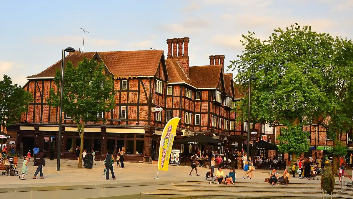 Mock-Tudor buildings on The Parade, Watford High Street