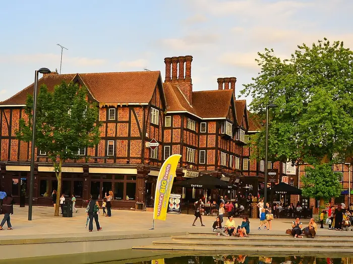Mock-Tudor buildings on The Parade, Watford High Street