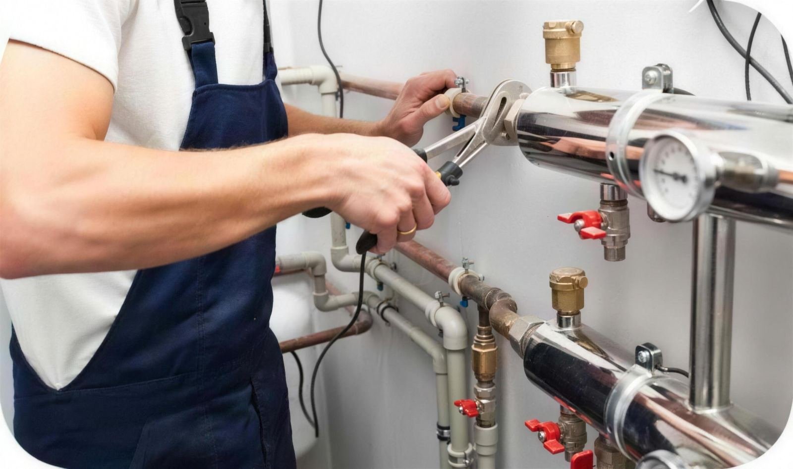 Emergency plumber at work in London